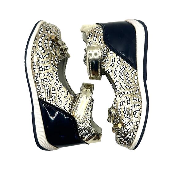 Apakowa Bowtie Metallic Mary Jane Flats Arch Support Sz EU 21 US Toddler Size 5 - Picture 2 of 7